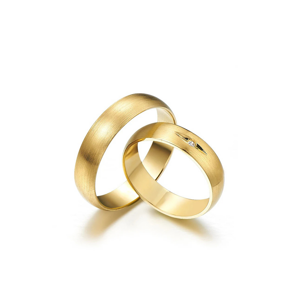 Subtelne obrączki z żółtego złota z diamentem