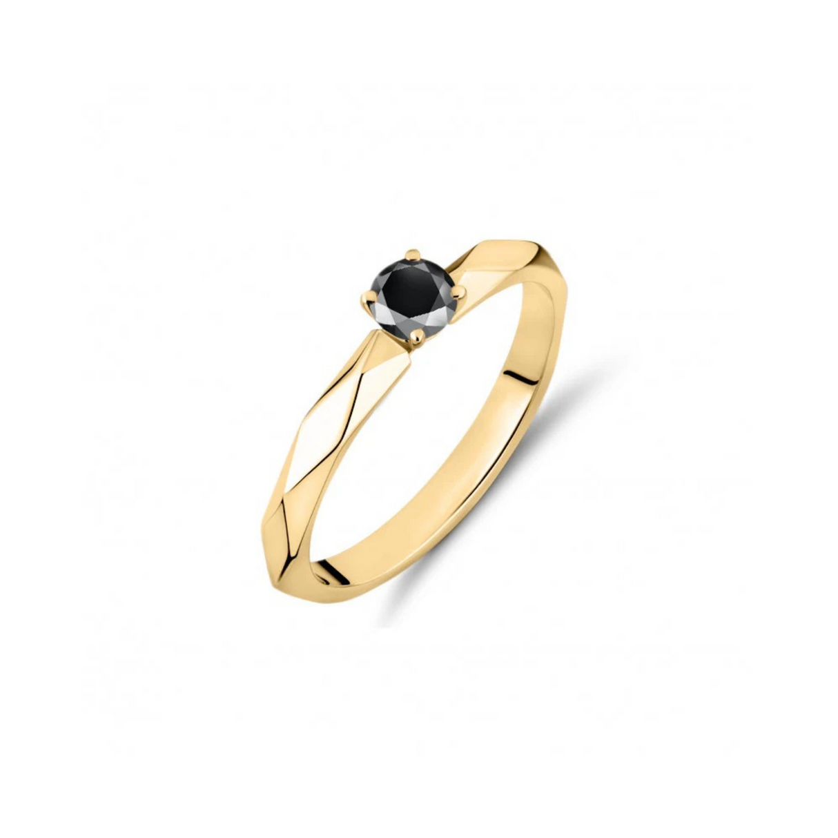 Geometryczny - pierścionek z czarnym diamentem