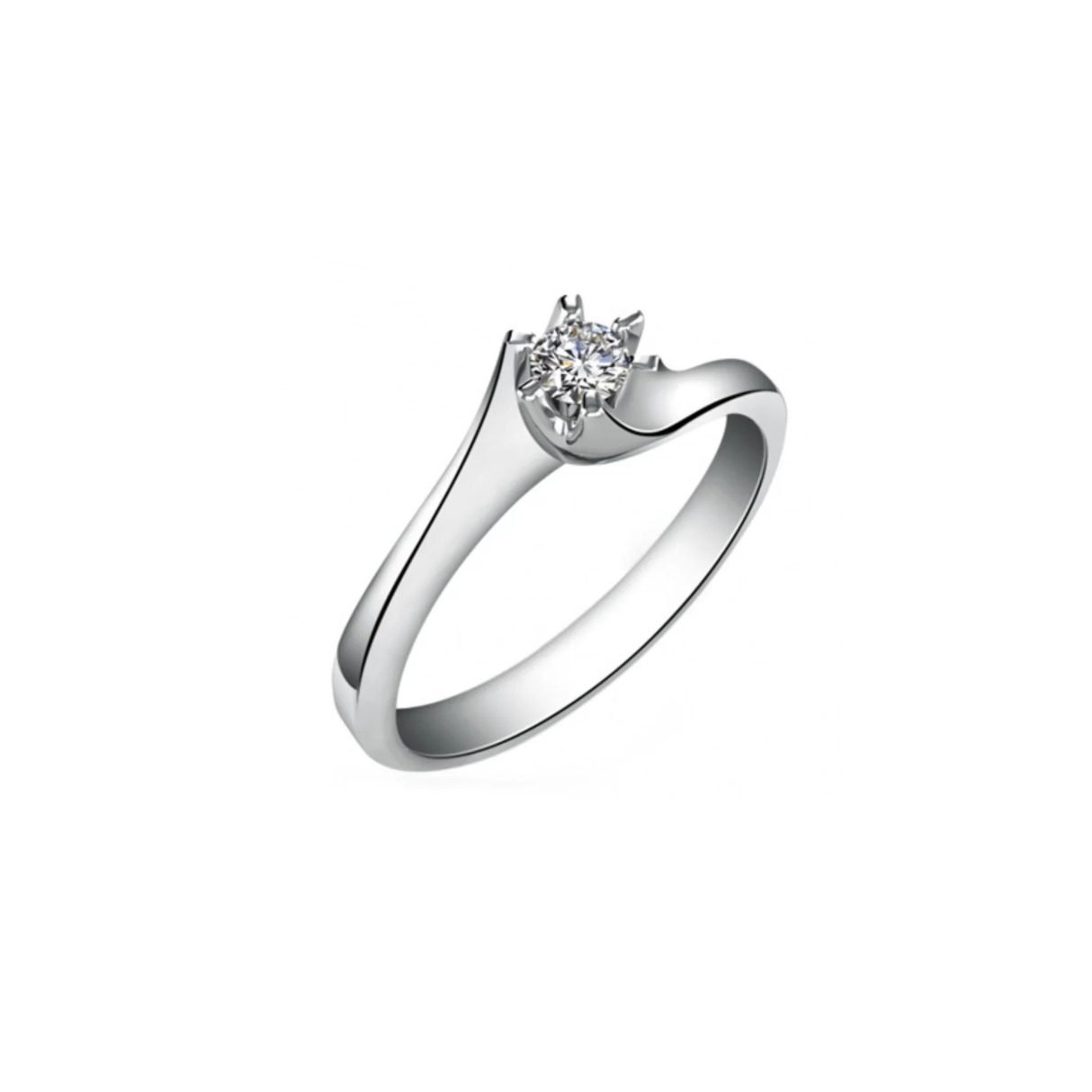 Muśnięcie Fali - pierścionek z diamentem 0,10ct