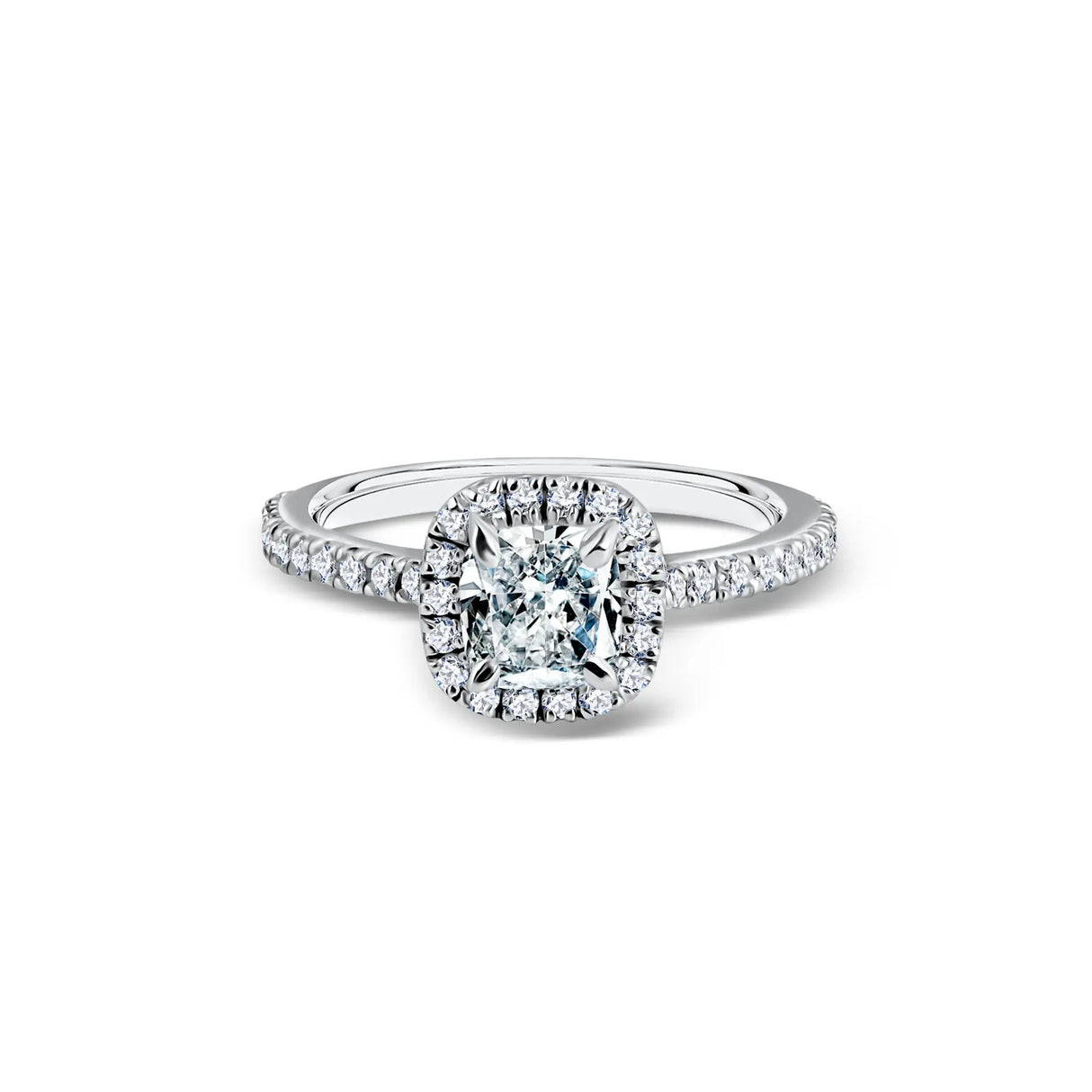 Pierścionek zaręczynowy Aurora Cushion – białe złoto, diamenty 1,20 ct