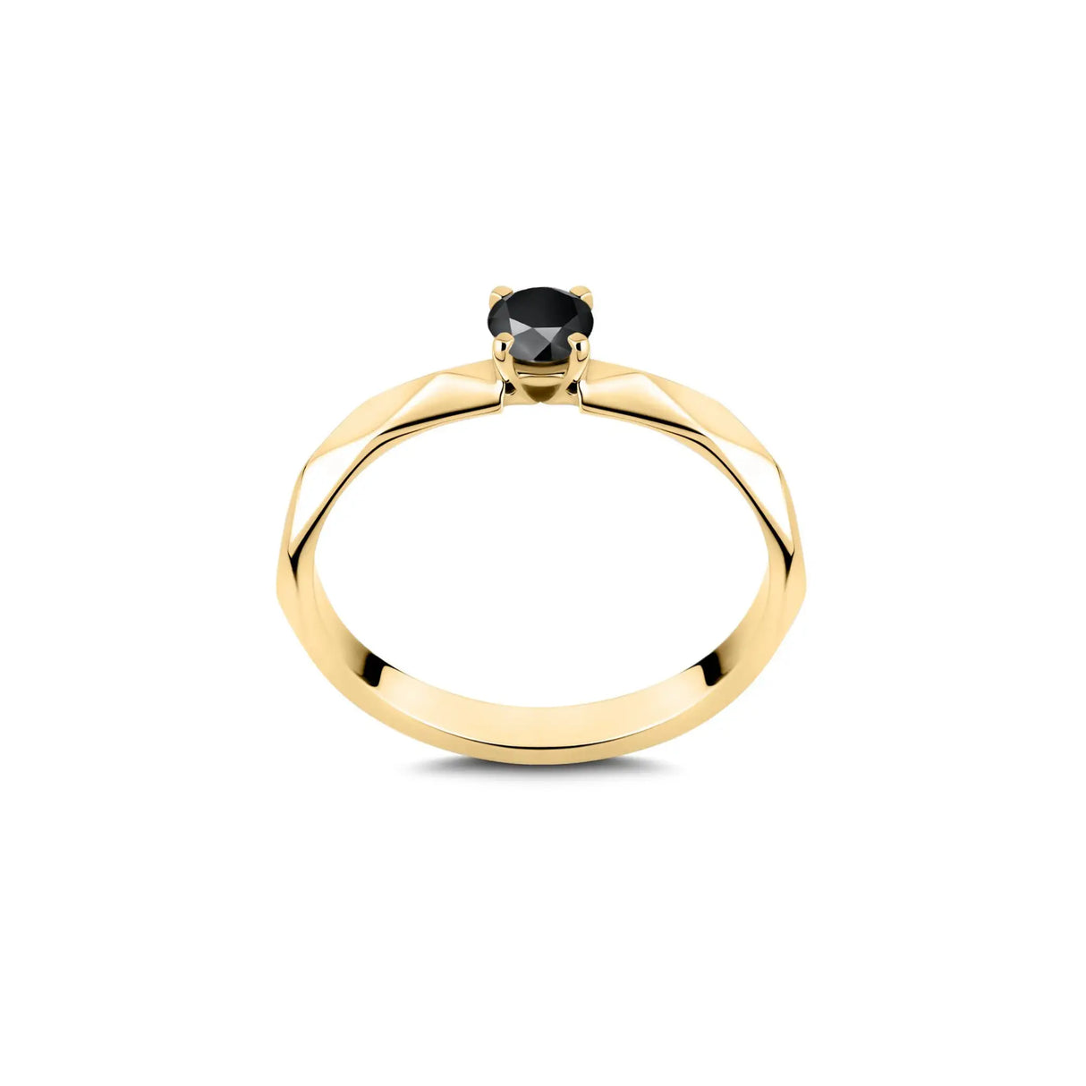 Geometryczny - pierścionek z czarnym diamentem