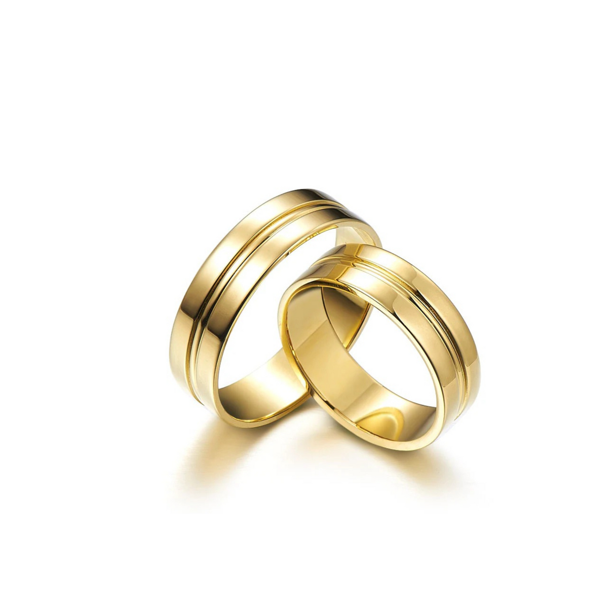 Obrączki z żółtego złota ozdobione dwoma nacięciami