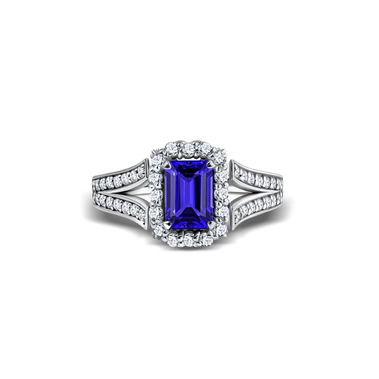 Gwiazda Błękitu - Pierścionek z tanzanitem i diamentami