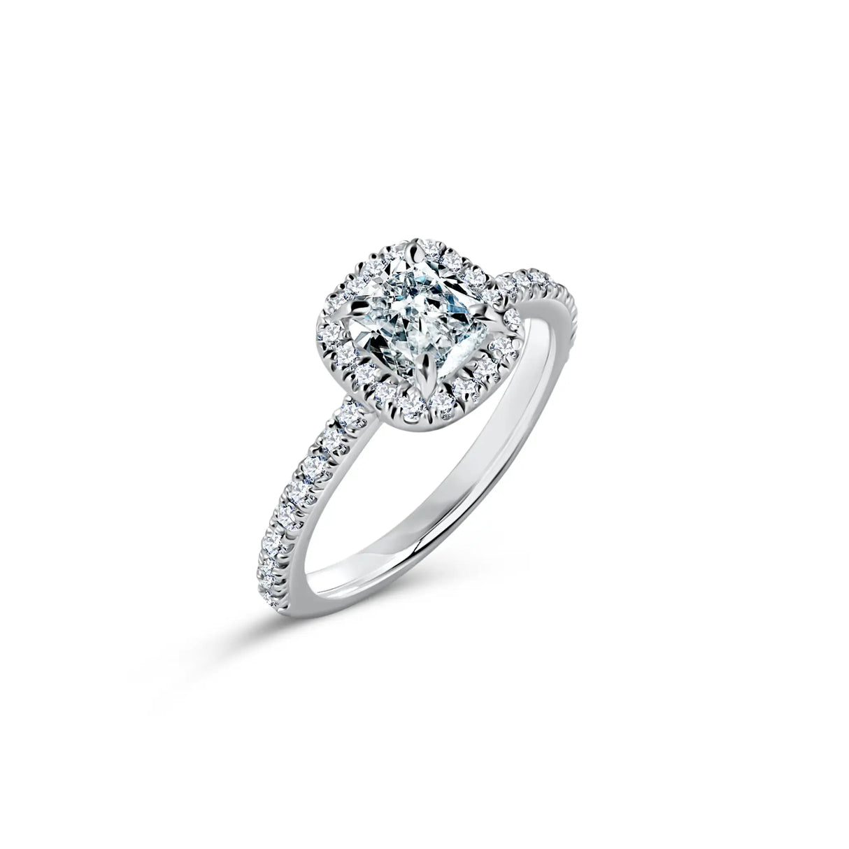 Pierścionek zaręczynowy Aurora Cushion – białe złoto, diamenty 1,20 ct