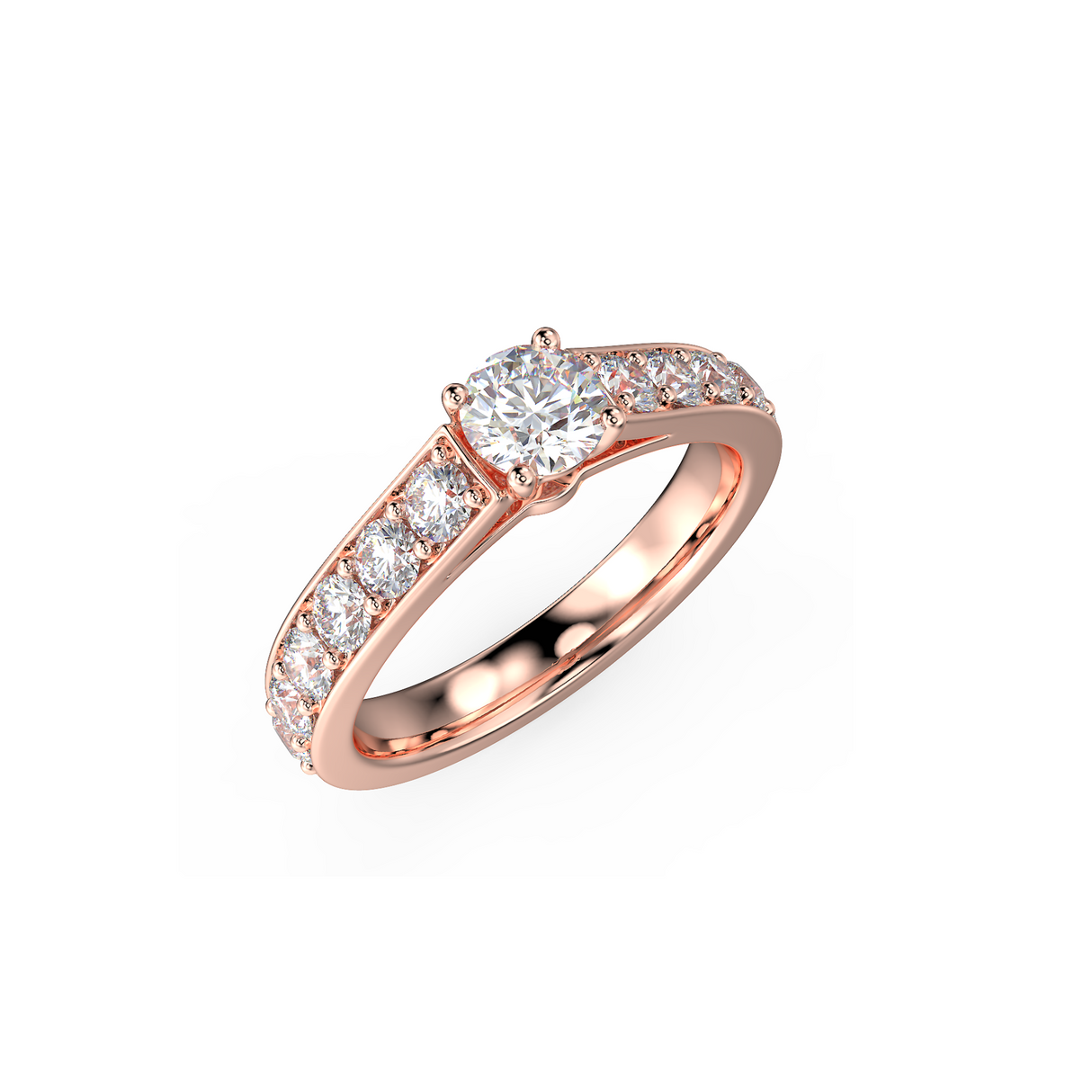 Pierścionek zaręczynowy z różowego złota z diamentami o masie 1 ct