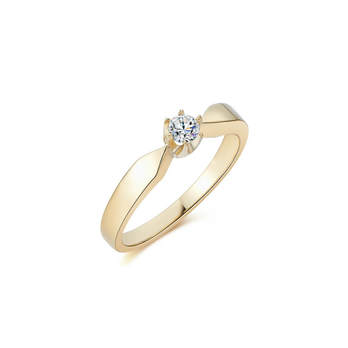 Złoty pierścionek zaręczynowy z diamentem 0,15 ct