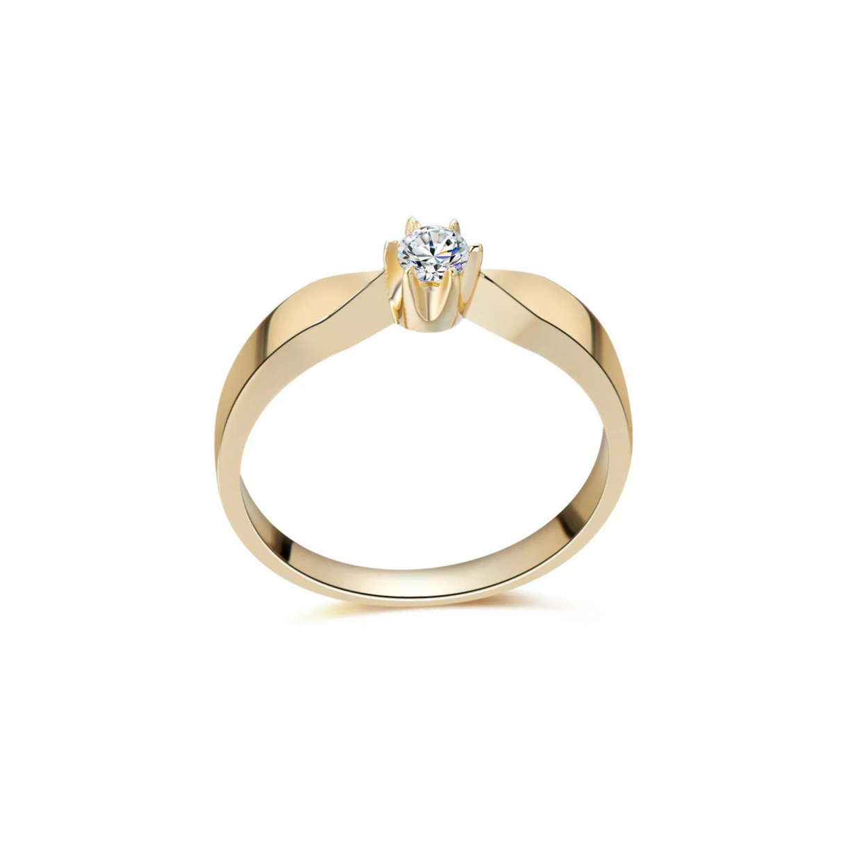 Złoty pierścionek zaręczynowy z diamentem 0,15 ct