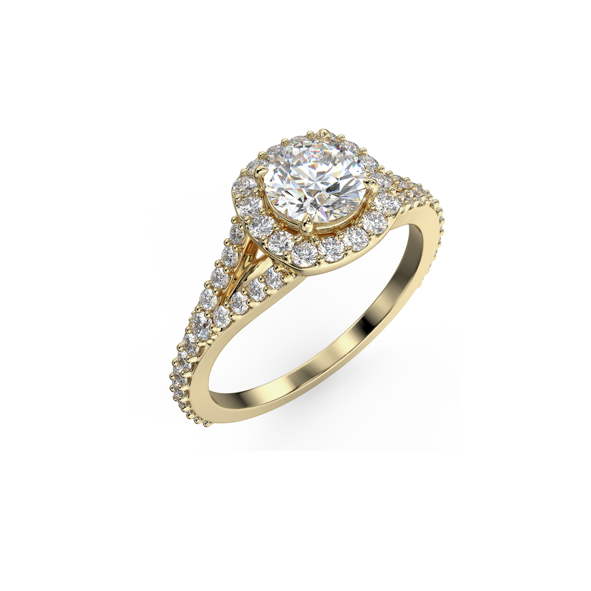 Starlight Halo - pierścionek z żółtego złota z diamentami 0,92 ctw