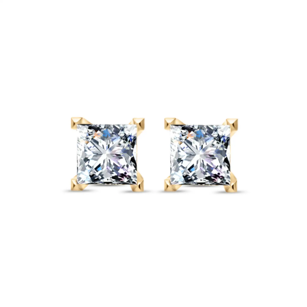 Kolczyki Princess Cut z diamentami 1,40 ctw w żółtym złocie