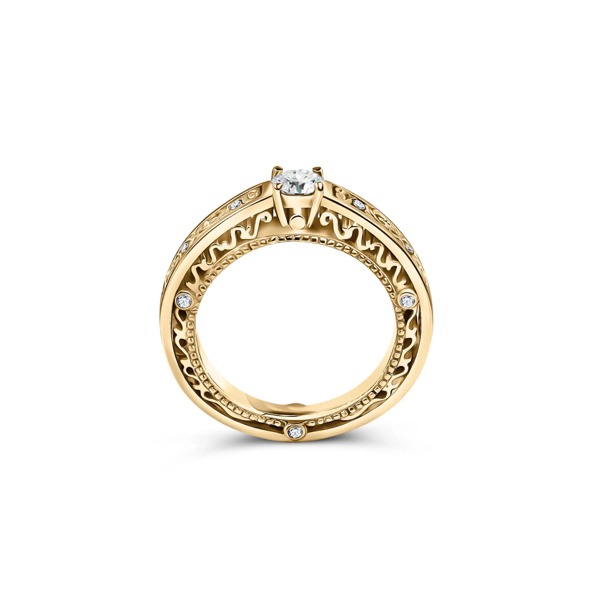Masywny Złoty Pierścionek w stylu Vintage i Chunky Ring z Diamentem 0,50 ct