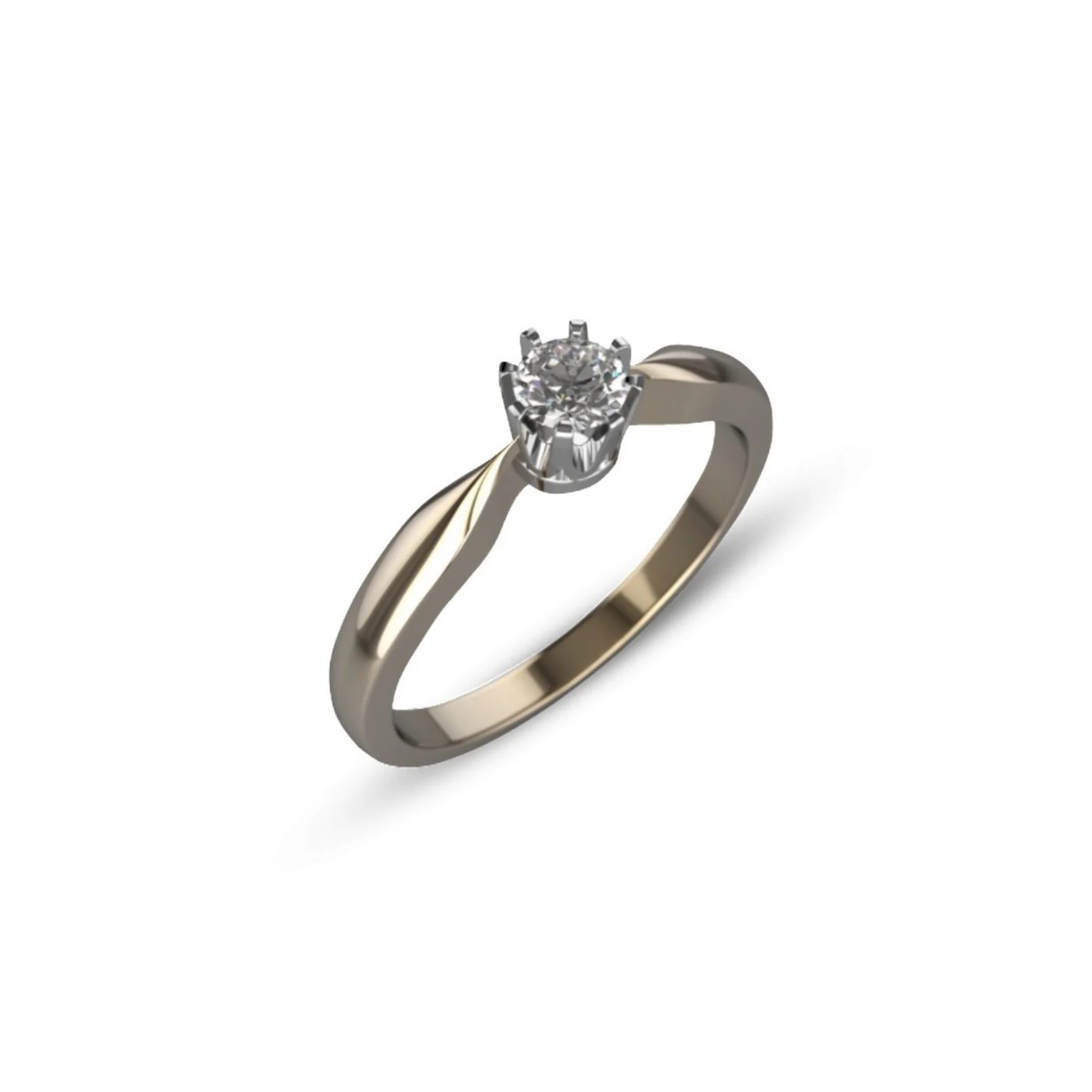 Diamentowa korona - pierścionek ze złota z brylantem 0,15 ct.
