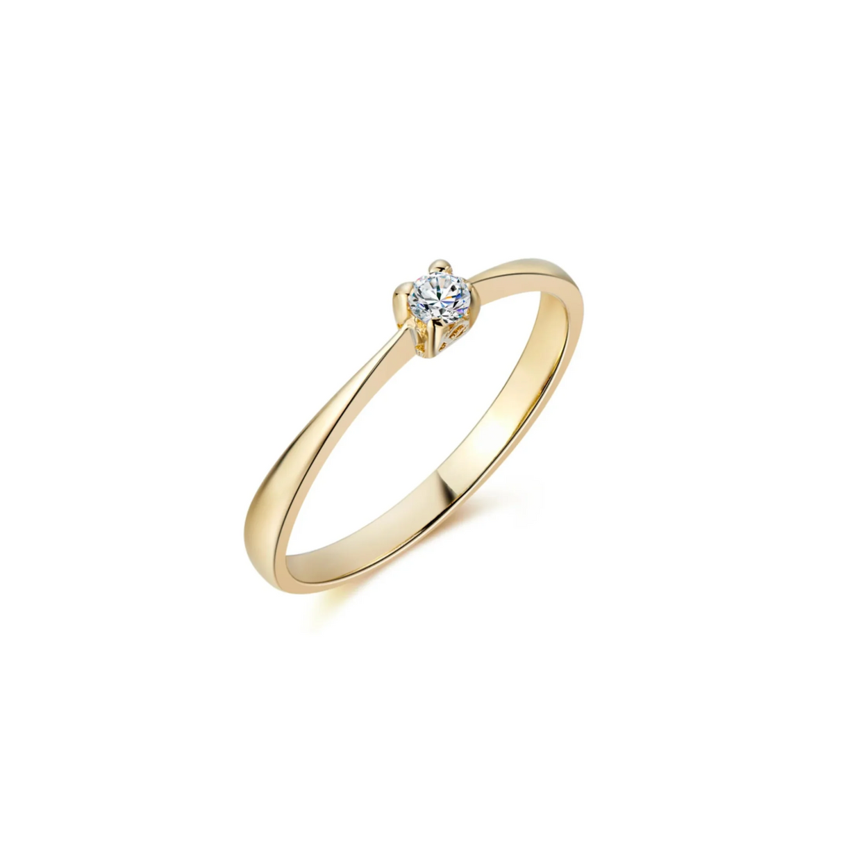 Złoty pierścionek z diamentem 0,1 ct