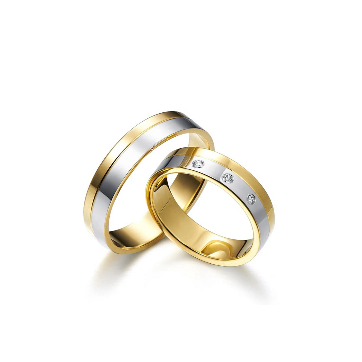 Dwukolorowe obrączki z 3 diamentami