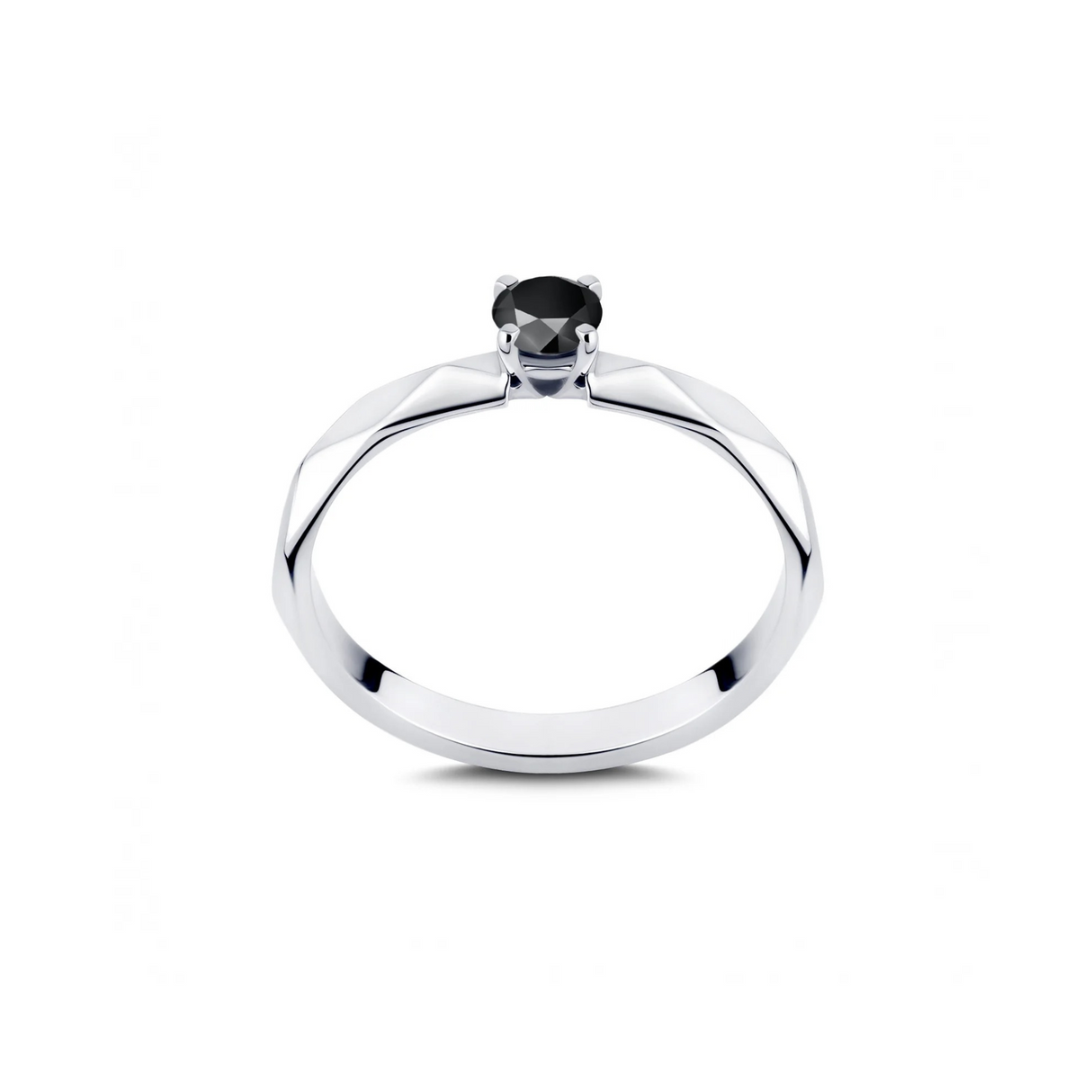 Geometryczny - złoty pierścionek z czarnym diamentem