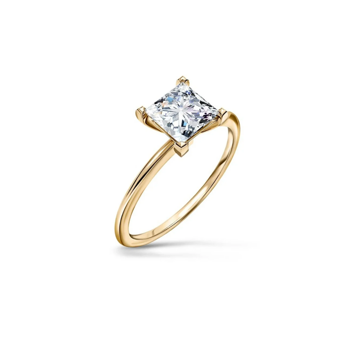 Golden Princess - pierścionek z diamentem w szlifie Princess Cut