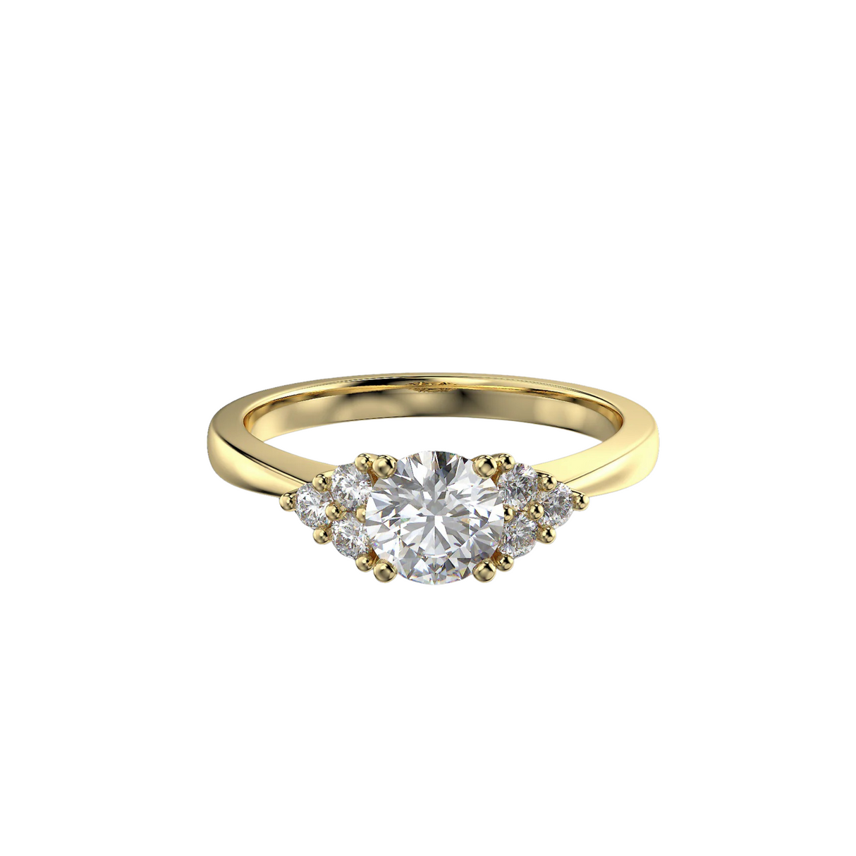 Pierścionek zaręczynowy Królowej Anny żółtego złota z diamentami 0,62 ct