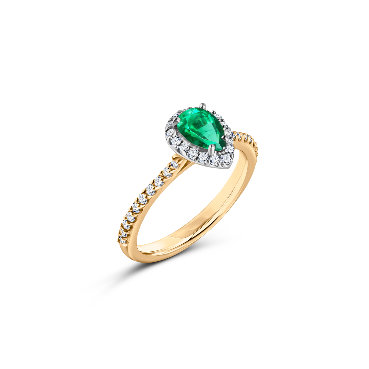 Pierścionek ze szmaragdem Pear Shape 1 ct i diamentami