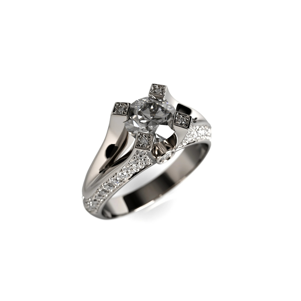 Perfection - pierścionek z białego złota z diamentami 1,80 ctw