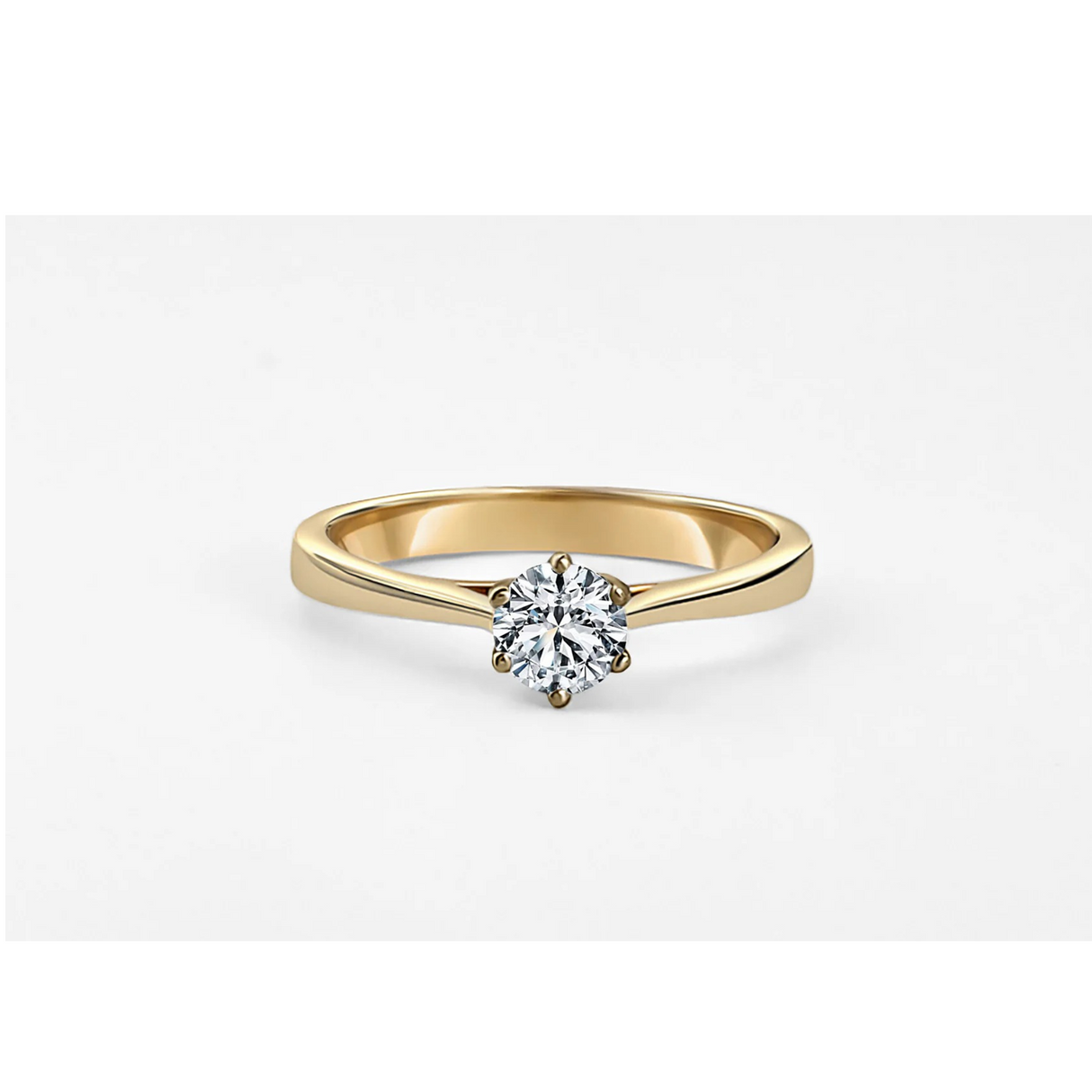 Klasyczny pierścionek z żółtego złota z brylantem 0,4 ct
