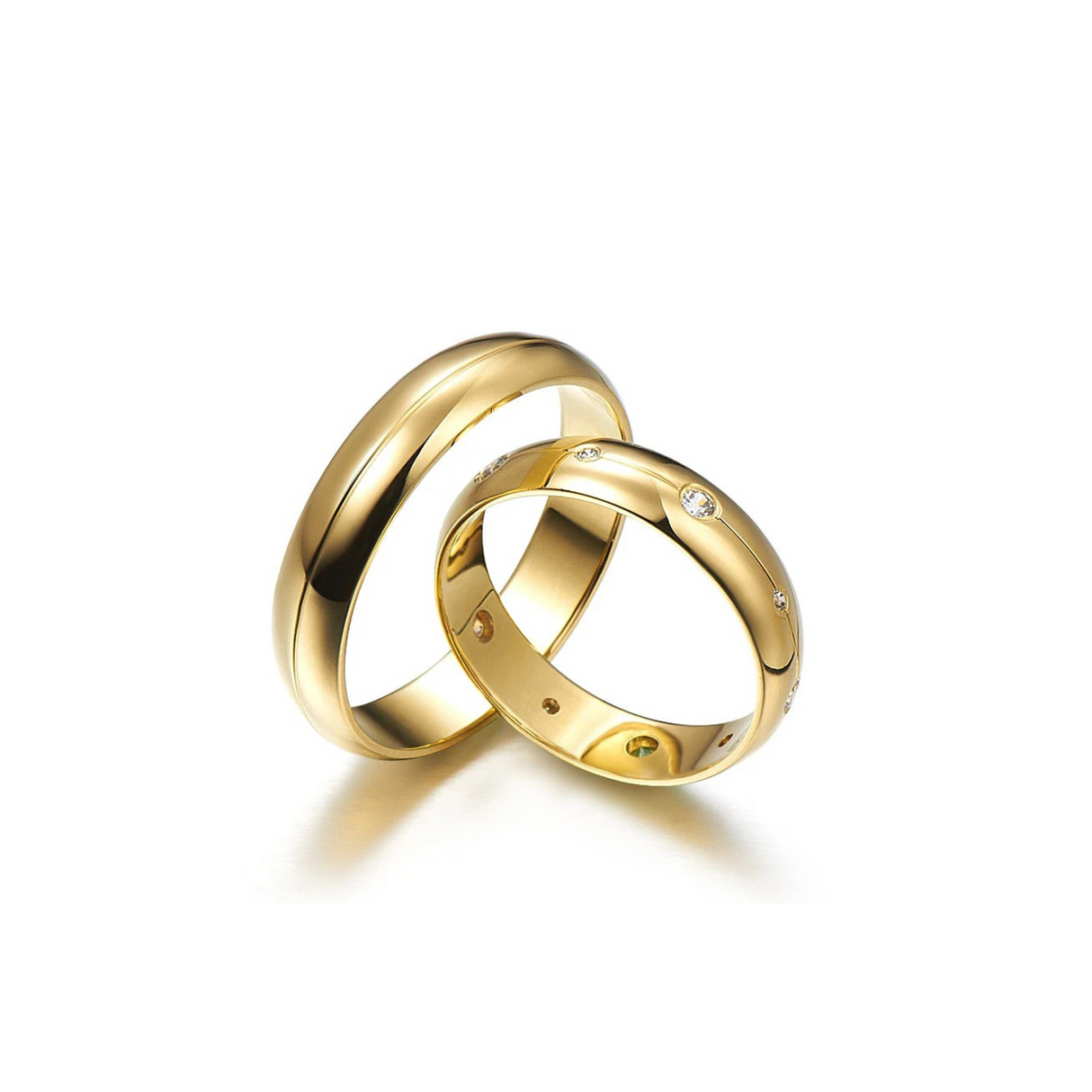 Obrączki z żółtego złota ozdobione diamentami