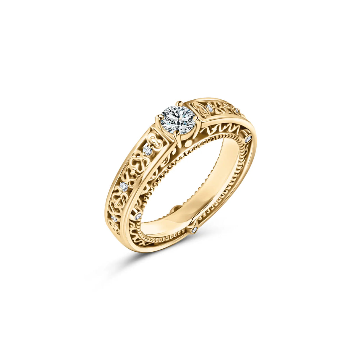 Masywny Złoty Pierścionek w stylu Vintage i Chunky Ring z Diamentem 0,50 ct
