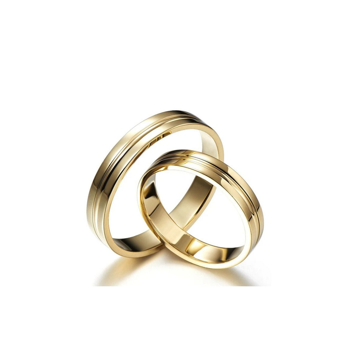 Obrączki z żółtego złota ozdobione paseczkami