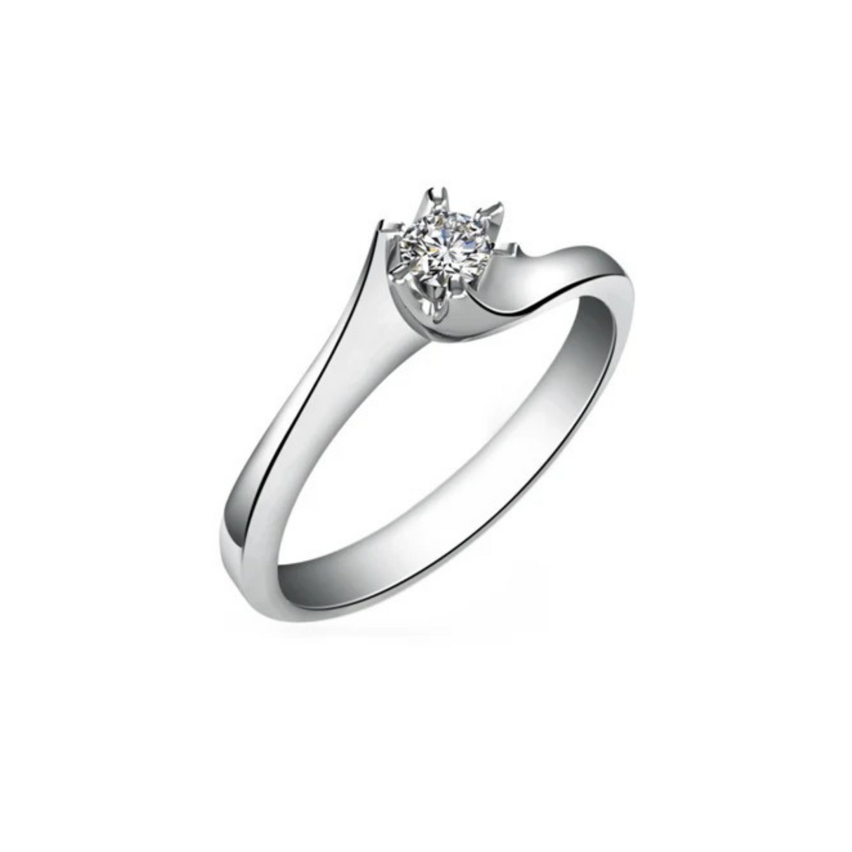 Muśnięcie Fali - pierścionek z diamentem 0,10ct