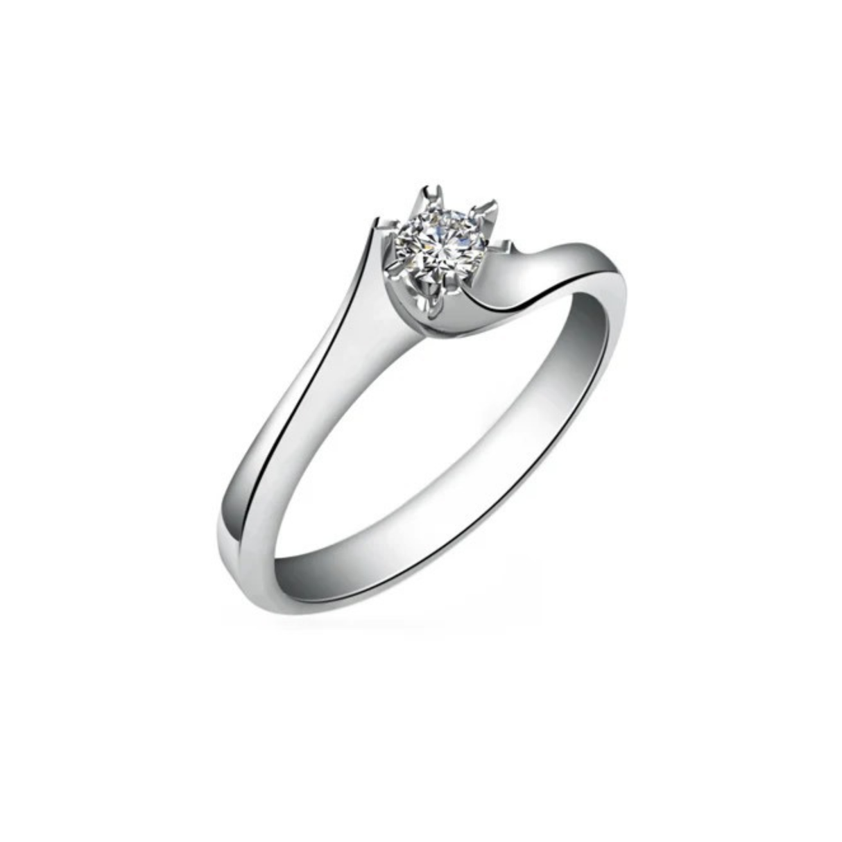 Muśnięcie Fali - pierścionek z diamentem 0,10ct