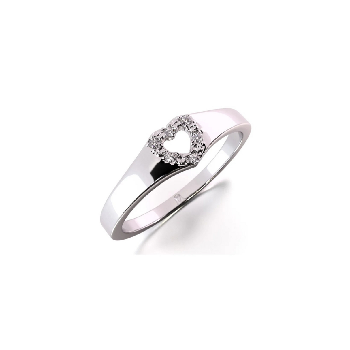 Amoré - pierścionek z motywem serca i diamentami 0,03 ctw