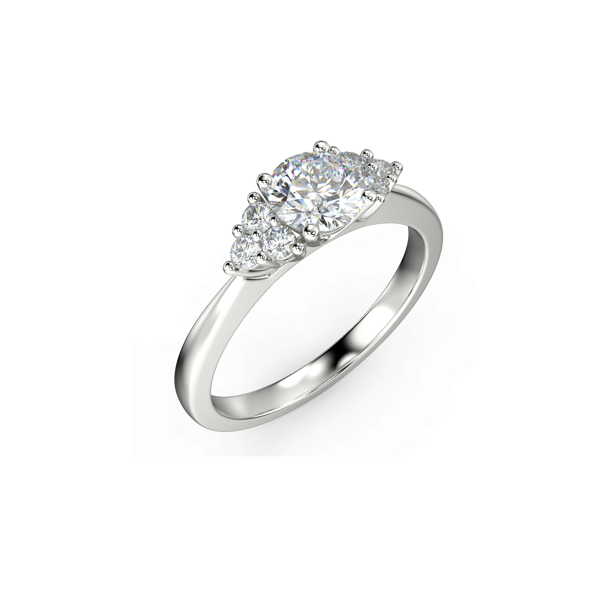 Pierścionek zaręczynowy Królowej Anny z białego złota z diamentami 0,62 ct