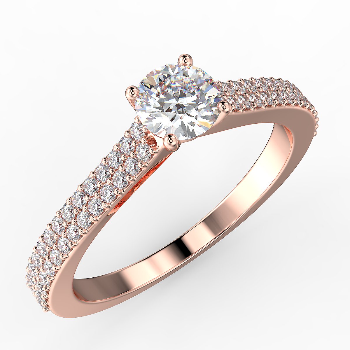 Pierścionek zaręczynowy z różowego złota z diamentami 0,48 ct