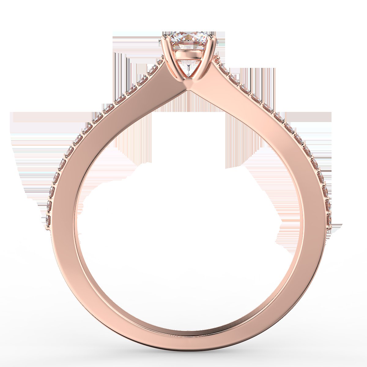 Pierścionek zaręczynowy z różowego złota z diamentami 0,48 ct