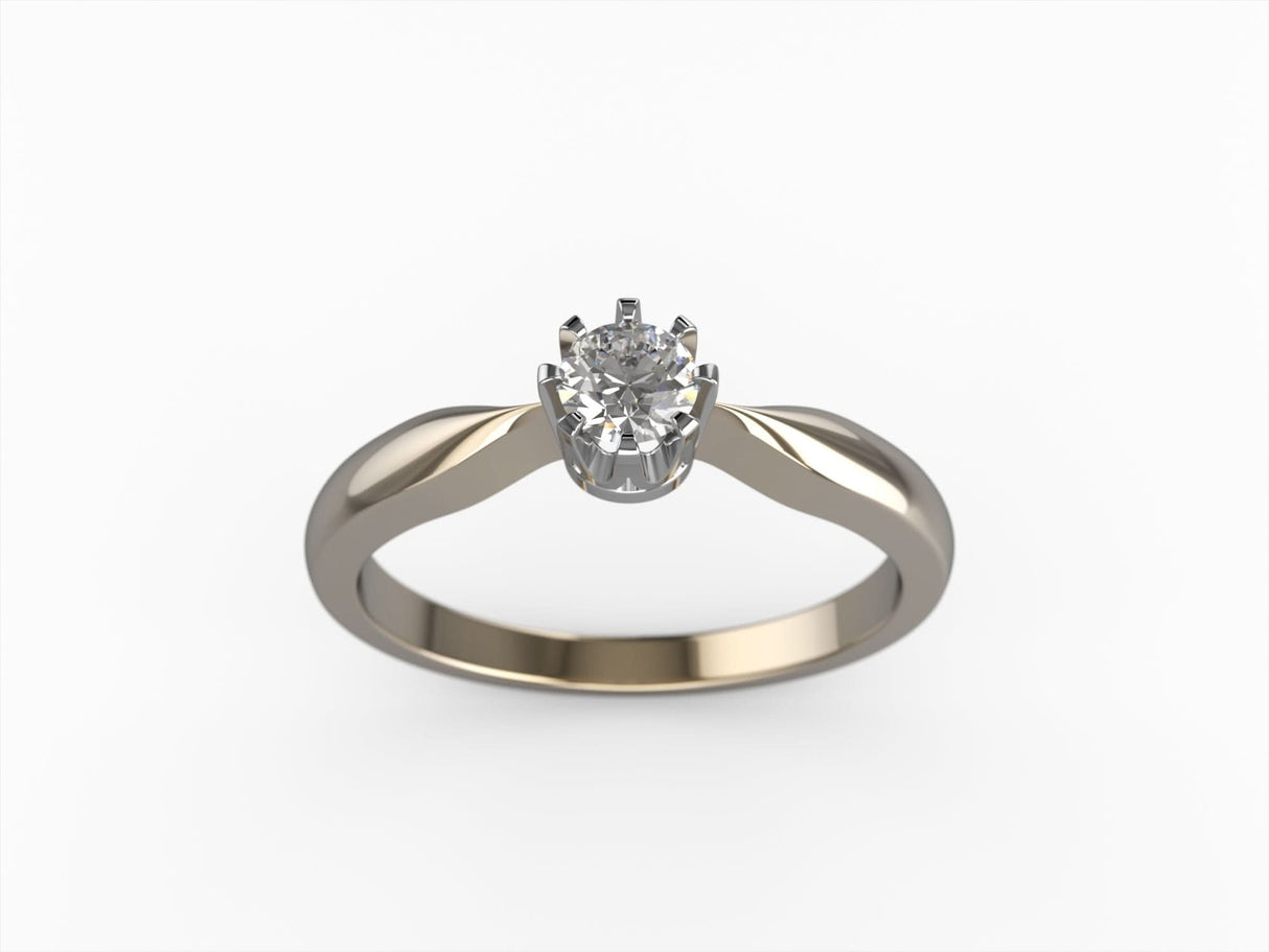 Diamentowa korona - pierścionek ze złota z brylantem 0,15 ct.
