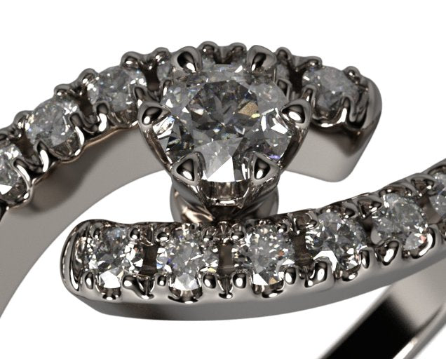 Spiral - pierścionek ozdobiony 21 brylantami 0,35 ctw