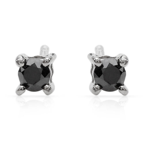 Delikatne kolczyki z czarnymi diamentami o masie 0,40 ct na sztyfcie.