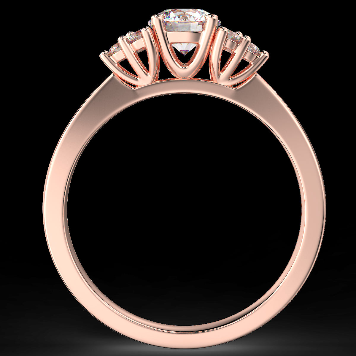 Pierścionek zaręczynowy Królowej Anny z różowego złota z diamentami o masie 0,62 ct - widok z boku