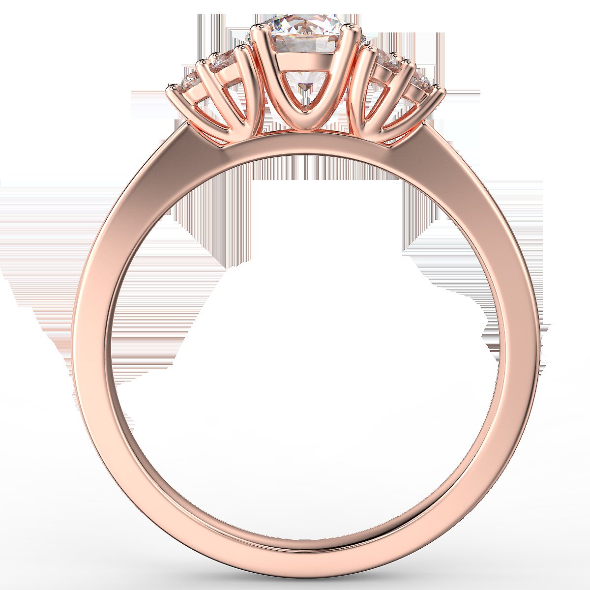 Pierścionek zaręczynowy Królowej Anny z różowego złota z diamentami o masie 0,62 ct - widok z boku