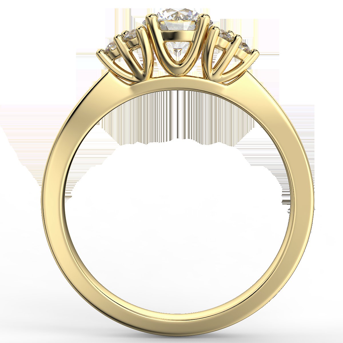 Pierścionek zaręczynowy Królowej Anny z żółtego złota z diamentami o masie 0,62 ct - widok z boku