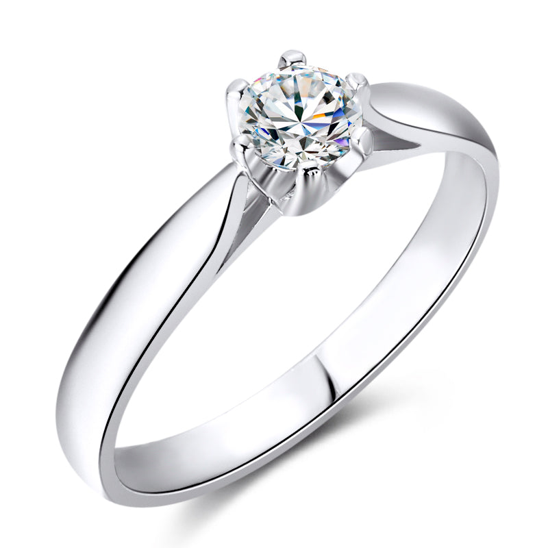 Złoty pierścionek zaręczynowy z diamentem 0,2ct - widok z góry