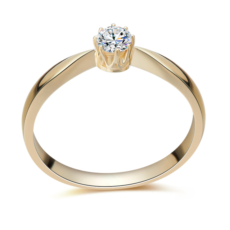 Pierścionek zaręczynowy z żółtego złota z diamentem 0,20 ct - widok z boku