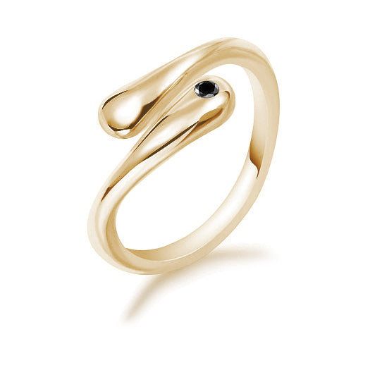 Diamentowa awangarda- pozłacany pierścionek z czarnym diamentem