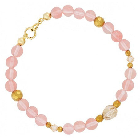 Subtelna bransoletka z hematytu, kwarcu i kryształów Swarovskiego