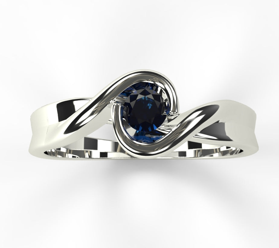 Srebrny pierścionek z naturalnym szafirem 0,1 ct