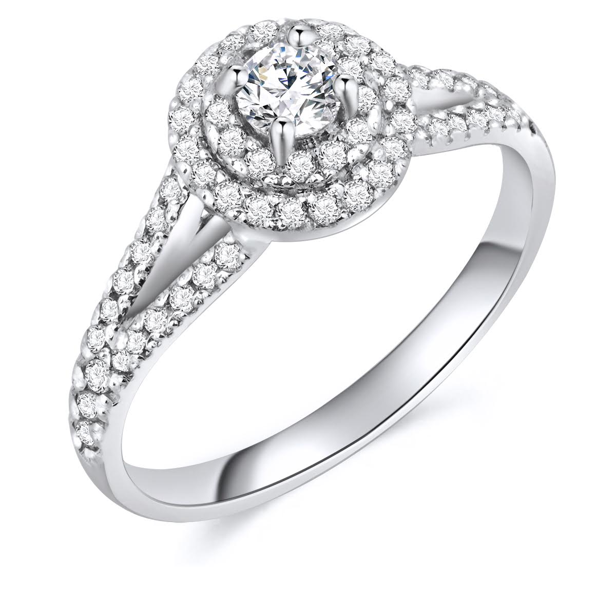 Pierścionek z diamentami w stylu halo - widok od góry