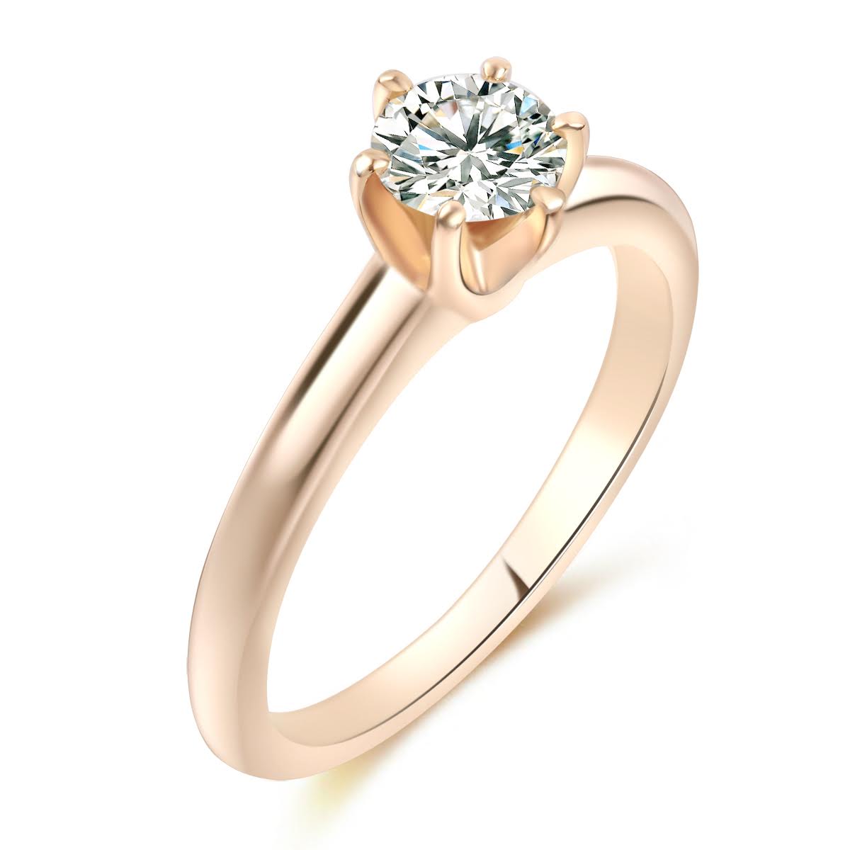 Klasyczny pierścionek z różowego złota z diamentem