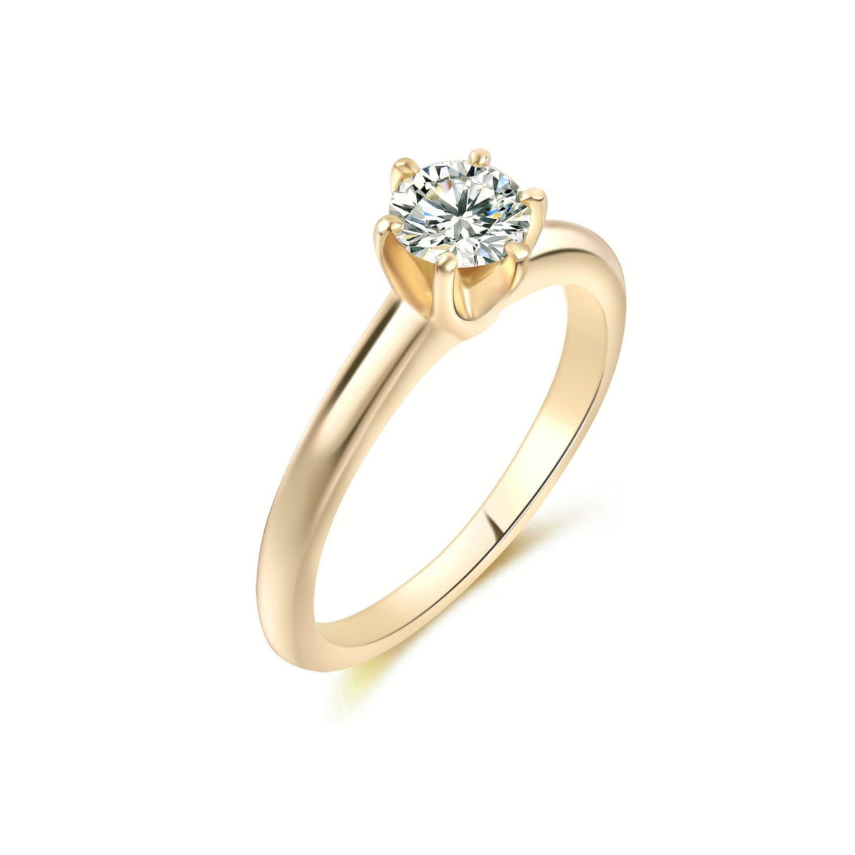 Pierścionek z diamentem w żółtym złocie. Model klasyczny Tiffany