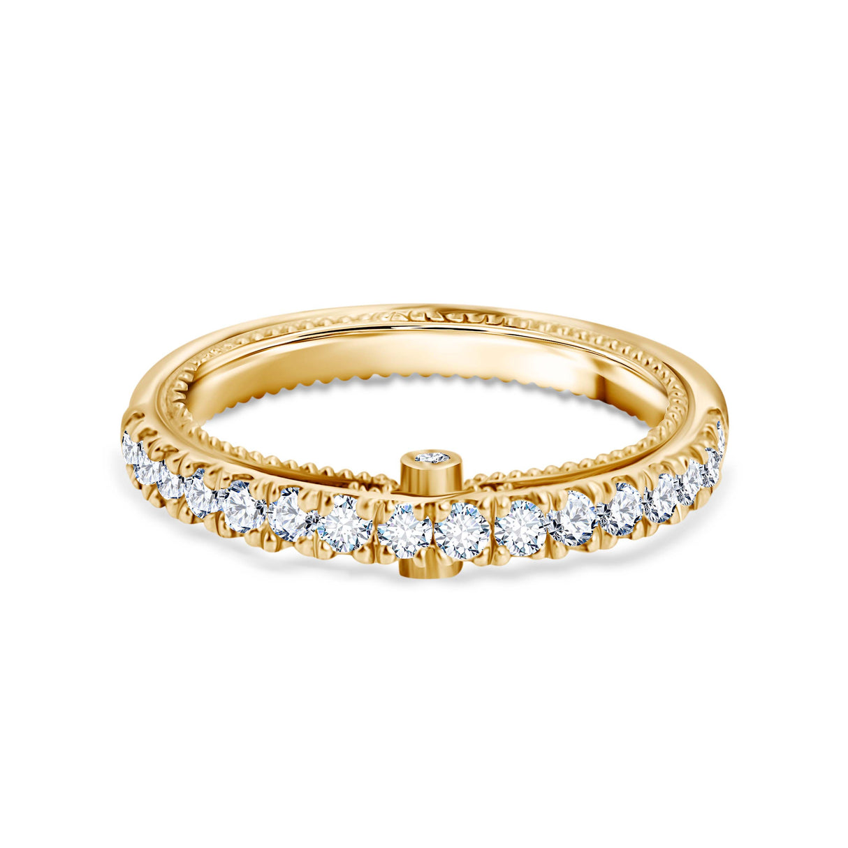 Obrączka z diamentami z żółtego złota. Yellow gold diamond band.