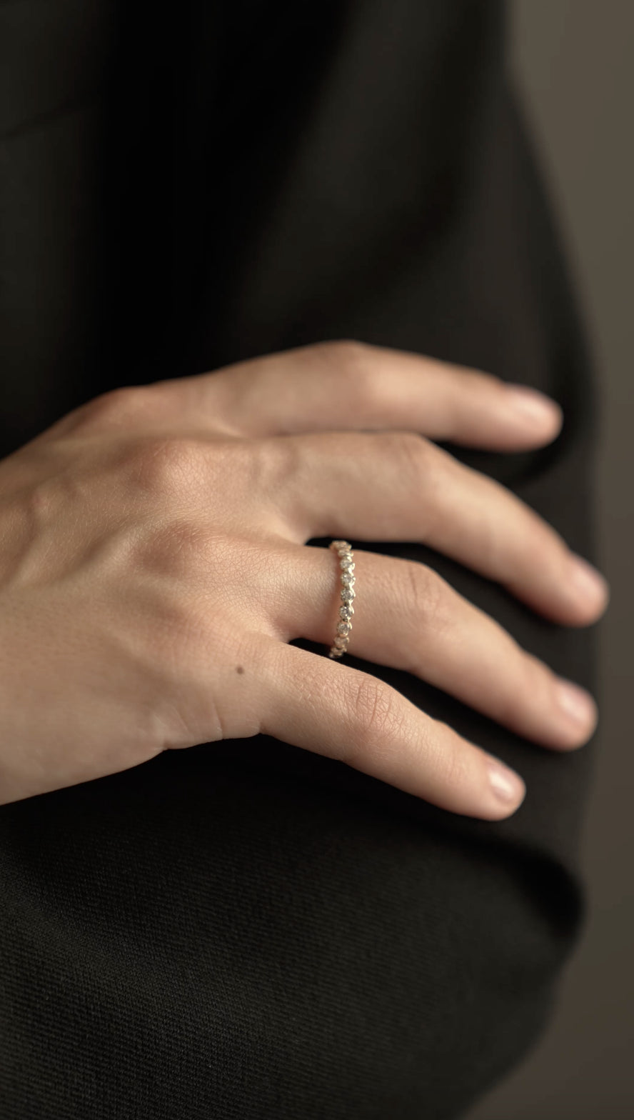 Diamond wedding band - on black