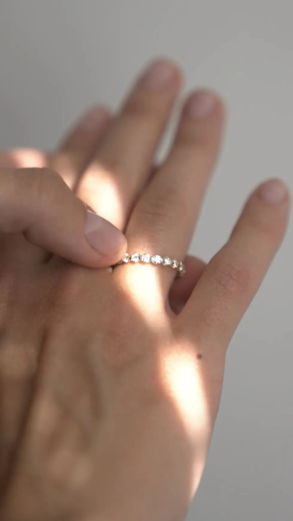 Diamond wedding band - on finger