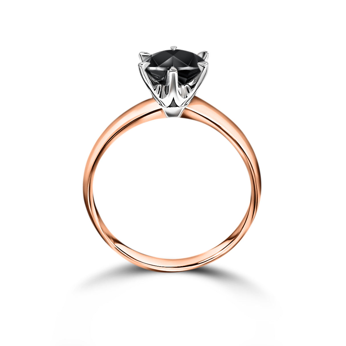 Pierścionek z czarnym diamentem 1ct - widok z boku